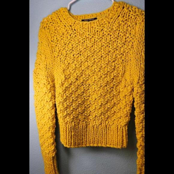 Lucky Brand Sweaters - Lucky Brand Women's Cropped Knit Wool Sweater - Bright Yellow Size Medium